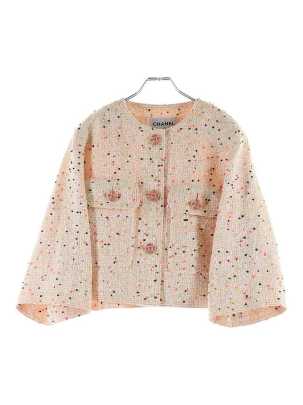 Chanel Dot Tweed Jacket Pink